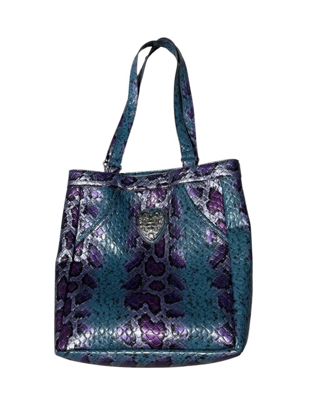 Kathy Van Zeeland Blue & Purple Snake-Print Tote Bag